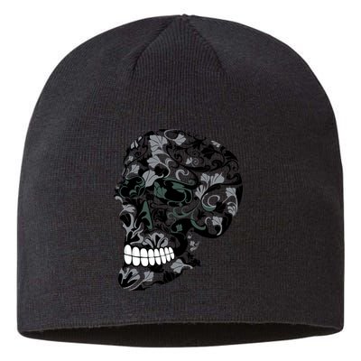 Skull With Flowers Day of the Dead Sustainable Beanie