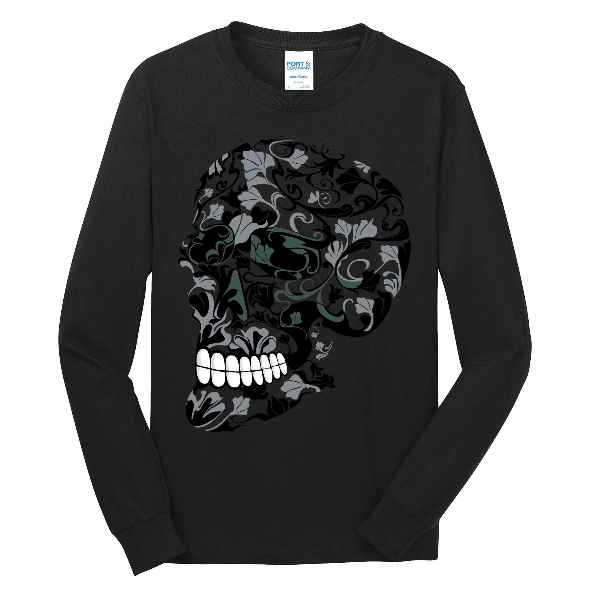 Skull With Flowers Day of the Dead Tall Long Sleeve T-Shirt