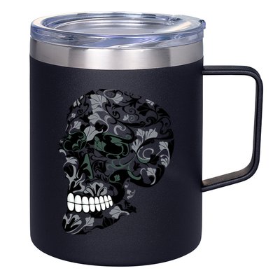 Skull With Flowers Day of the Dead 12oz Stainless Steel Coffee Mug