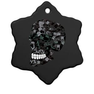 Skull With Flowers Day of the Dead Ceramic Star Ornament