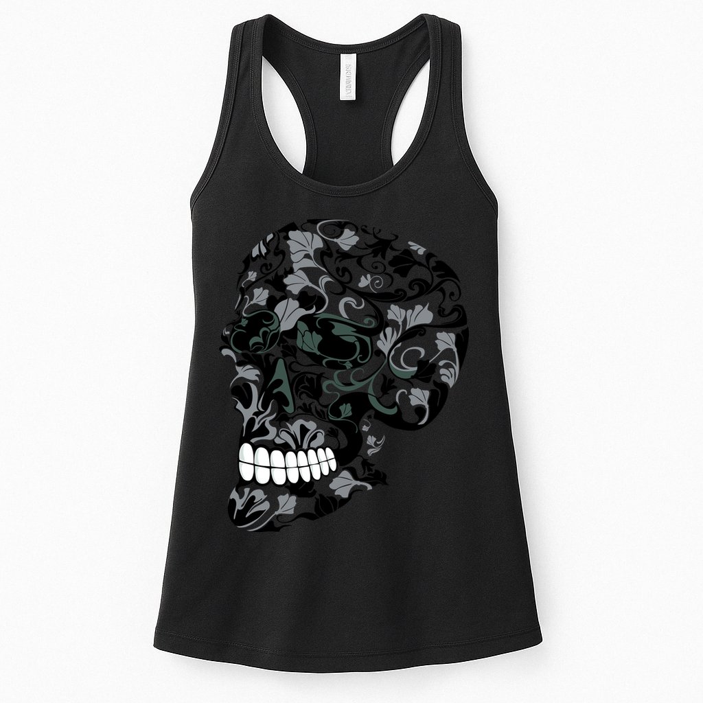 Skull With Flowers Day of the Dead Womens Tank Top