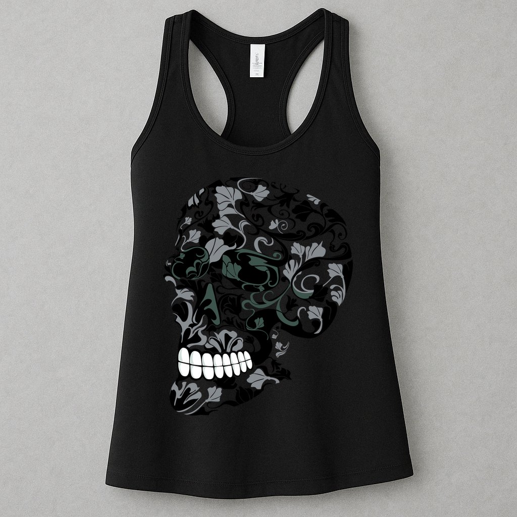 Skull With Flowers Day of the Dead Womens Tank Top