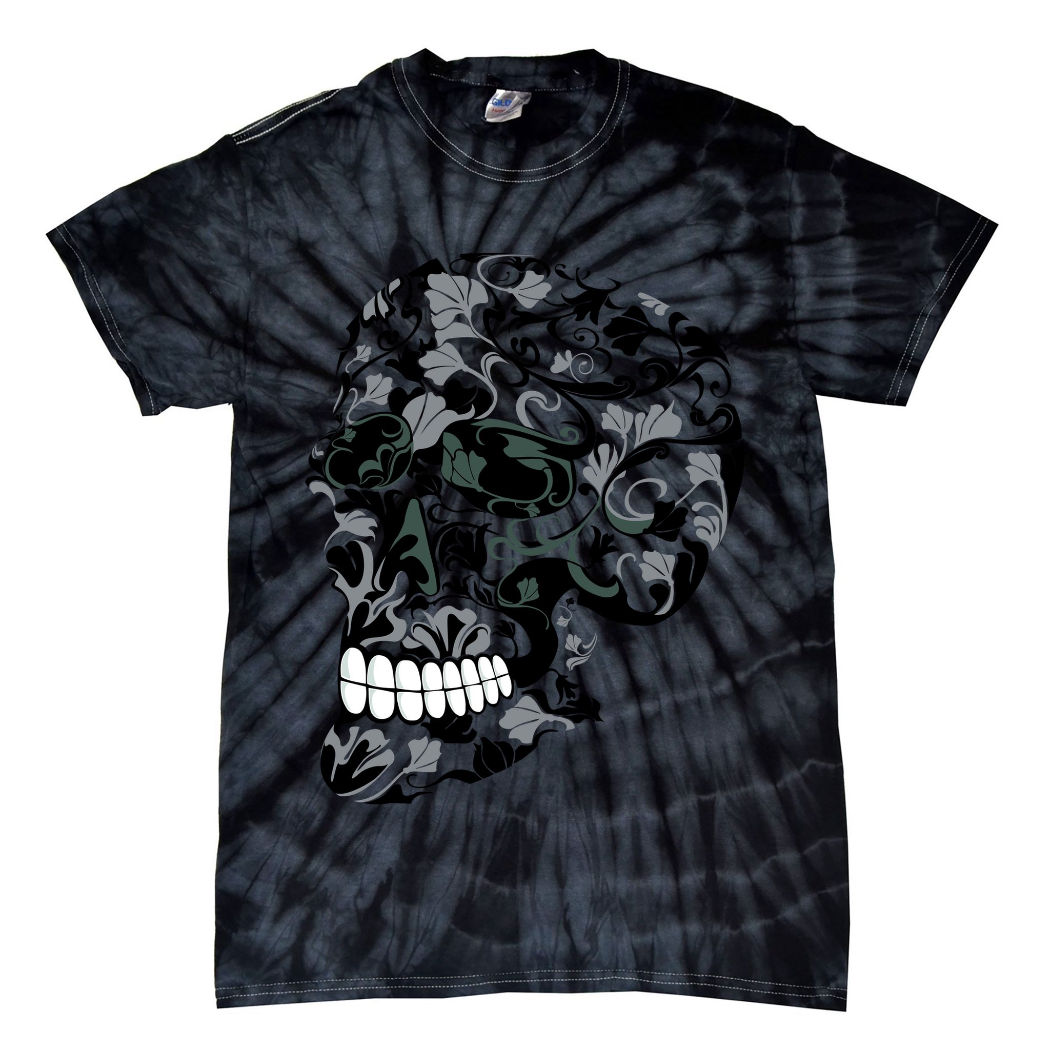 Skull With Flowers Day of the Dead Tie-Dye T-Shirt
