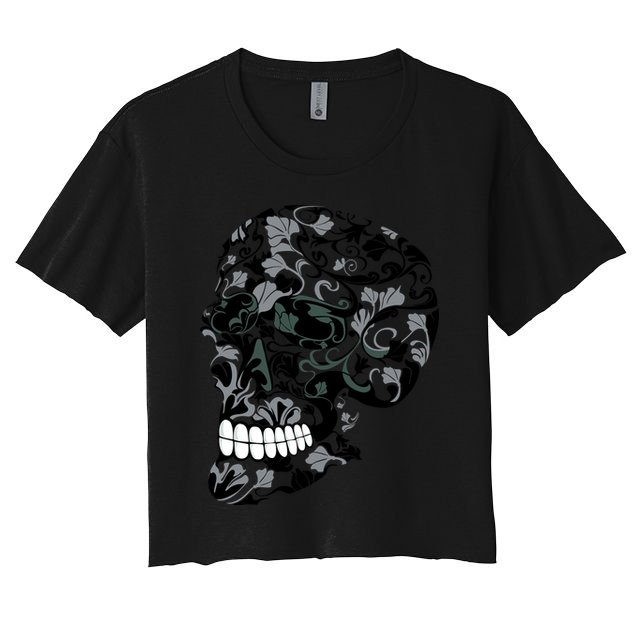 Skull With Flowers Day of the Dead Crop Top