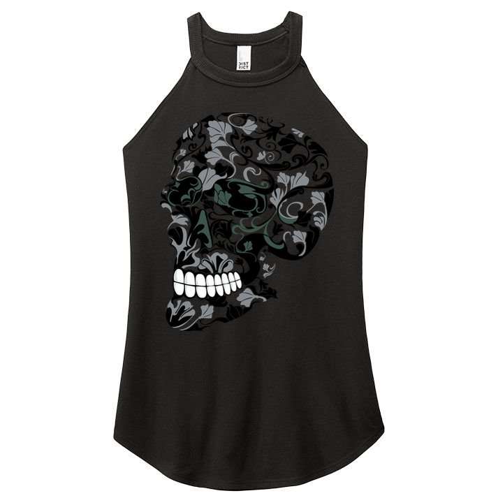 Skull With Flowers Day of the Dead Women's Perfect Tri Rocker Tank