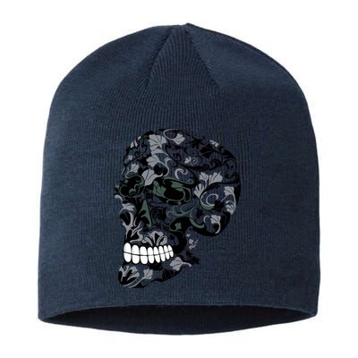 Skull With Flowers Day of the Dead Sustainable Beanie