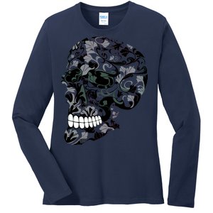 Skull With Flowers Day of the Dead Ladies Long Sleeve Shirt