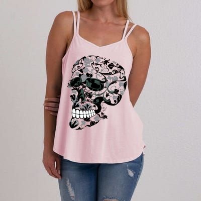 Skull With Flowers Day of the Dead Women's Strappy Tank