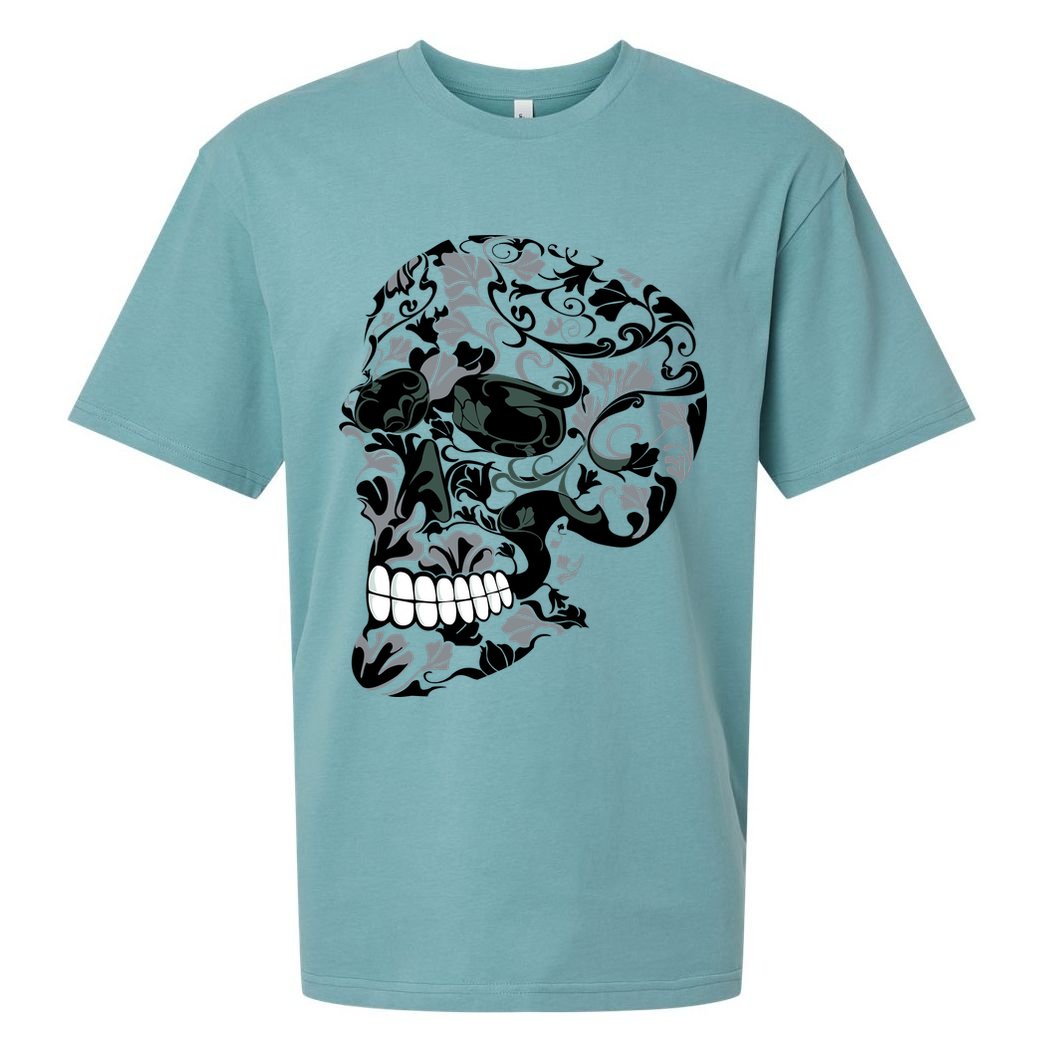 Skull With Flowers Day of the Dead Sueded Cloud Jersey T-Shirt