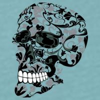 Skull With Flowers Day of the Dead Sueded Cloud Jersey T-Shirt