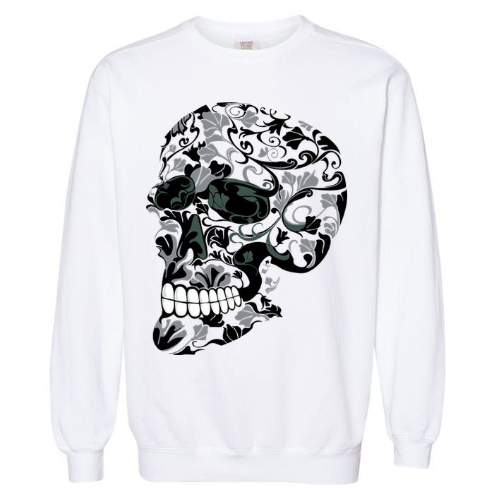 Skull With Flowers Day of the Dead Garment-Dyed Sweatshirt