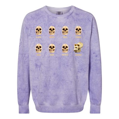 Skulls of Modern America Funny Liberal Monkey Skull Colorblast Crewneck Sweatshirt