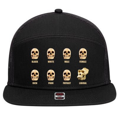 Skulls of Modern America Funny Liberal Monkey Skull 7 Panel Mesh Trucker Snapback Hat