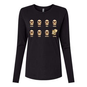 Skulls of Modern America Funny Liberal Monkey Skull Womens Cotton Relaxed Long Sleeve T-Shirt