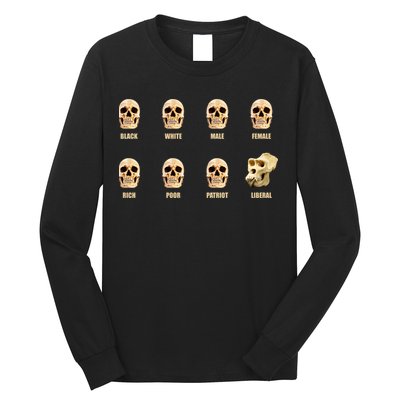 Skulls of Modern America Funny Liberal Monkey Skull Long Sleeve Shirt