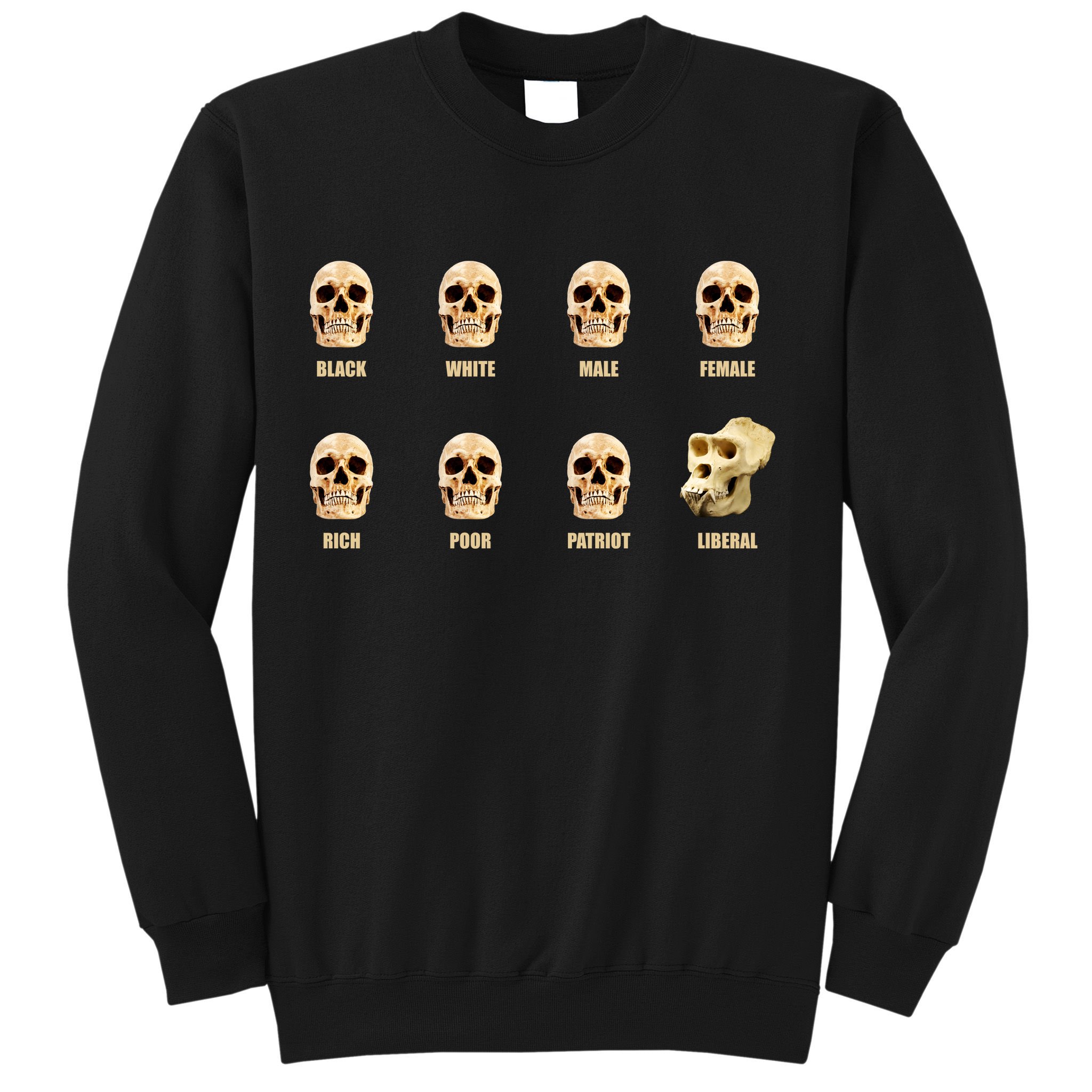 Skulls of Modern America Funny Liberal Monkey Skull Sweatshirt