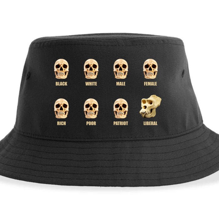 Skulls of Modern America Funny Liberal Monkey Skull Sustainable Bucket Hat