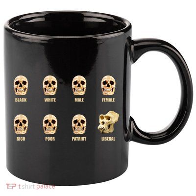 Skulls of Modern America Funny Liberal Monkey Skull 11oz C Handle Ceramic Mug