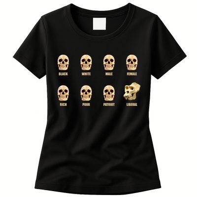Skulls of Modern America Funny Liberal Monkey Skull Womens T-Shirt