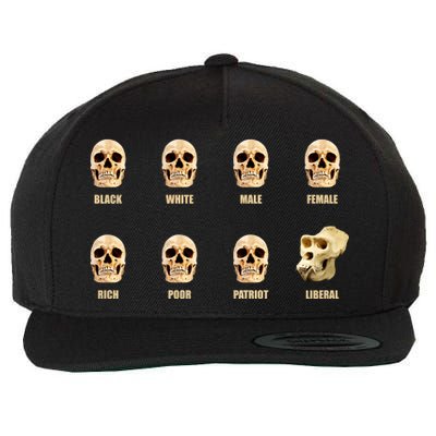 Skulls of Modern America Funny Liberal Monkey Skull Wool Snapback Cap