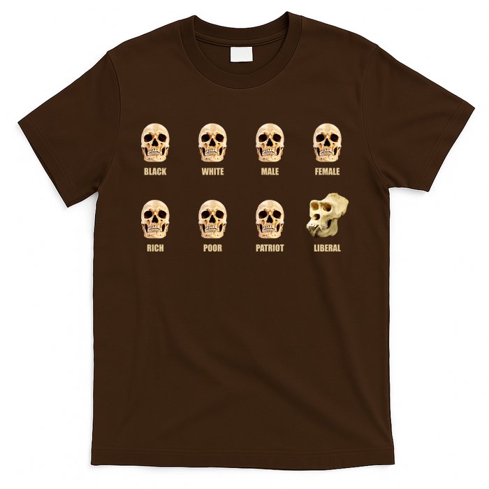 Skulls of Modern America Funny Liberal Monkey Skull T-Shirt