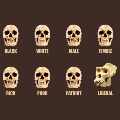 Skulls of Modern America Funny Liberal Monkey Skull T-Shirt