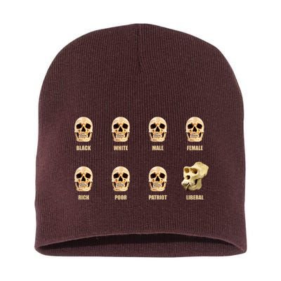 Skulls of Modern America Funny Liberal Monkey Skull Short Acrylic Beanie