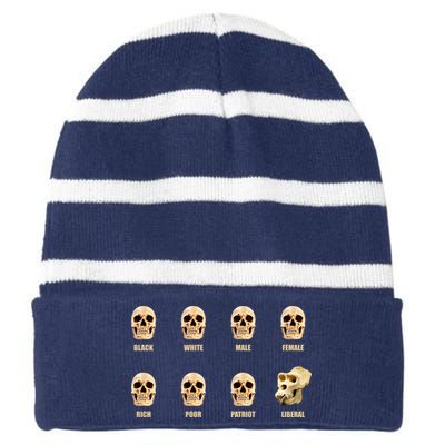 Skulls of Modern America Funny Liberal Monkey Skull Striped Beanie with Solid Band