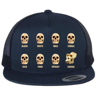 Skulls of Modern America Funny Liberal Monkey Skull Flat Bill Trucker Hat