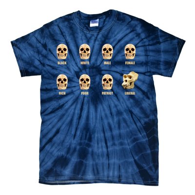 Skulls of Modern America Funny Liberal Monkey Skull Tie-Dye T-Shirt