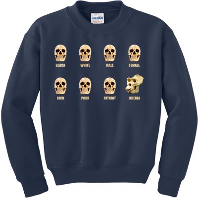 Skulls of Modern America Funny Liberal Monkey Skull Kids Sweatshirt