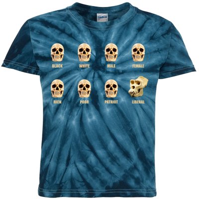 Skulls of Modern America Funny Liberal Monkey Skull Kids Tie-Dye T-Shirt