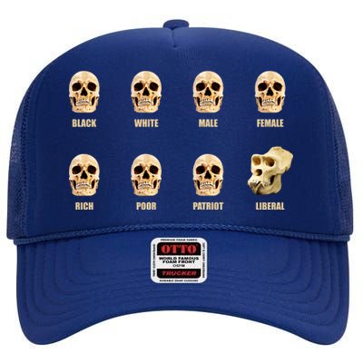 Skulls of Modern America Funny Liberal Monkey Skull High Crown Mesh Back Trucker Hat