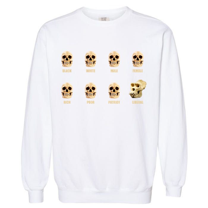 Skulls of Modern America Funny Liberal Monkey Skull Garment-Dyed Sweatshirt