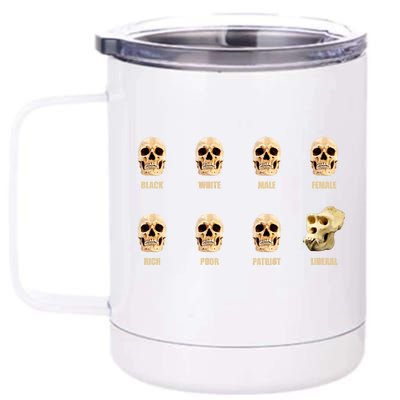 Skulls of Modern America Funny Liberal Monkey Skull 12 oz Stainless Steel Tumbler Cup