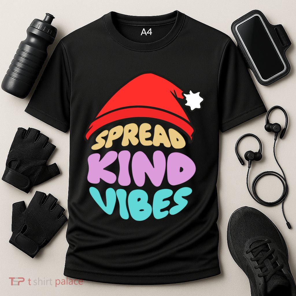 Spread Kind Vibes Funny Christmas Santa Hat Happy Unity Performance Shirt