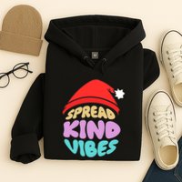 Spread Kind Vibes Funny Christmas Santa Hat Happy Unity Hoodie