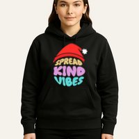 Spread Kind Vibes Funny Christmas Santa Hat Happy Unity Hoodie
