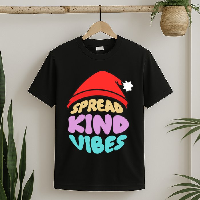 Spread Kind Vibes Funny Christmas Santa Hat Happy Unity T-Shirt
