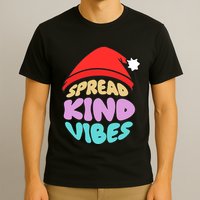 Spread Kind Vibes Funny Christmas Santa Hat Happy Unity T-Shirt