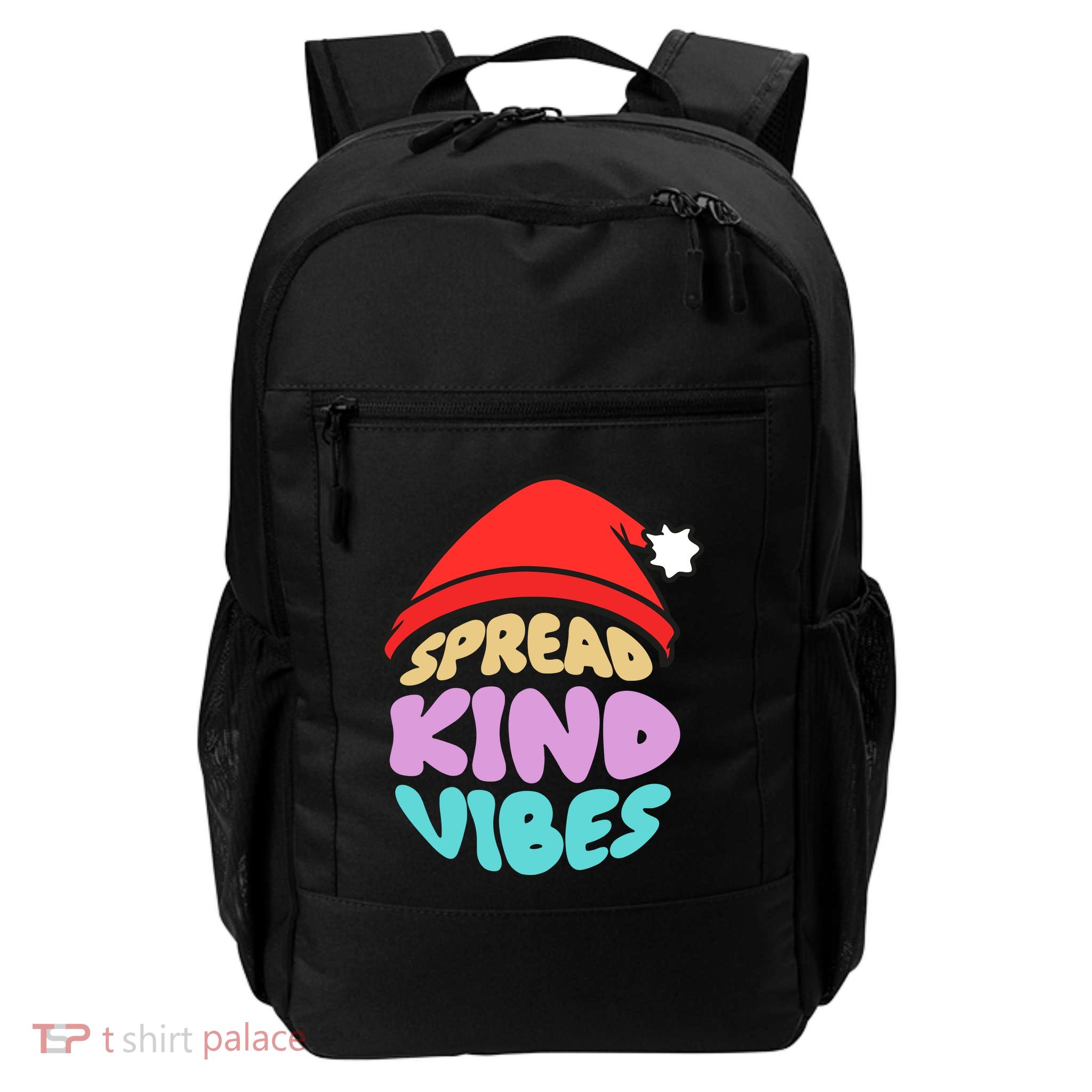 Spread Kind Vibes Funny Christmas Santa Hat Happy Unity Backpack