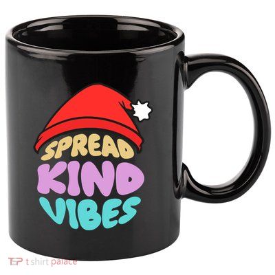 Spread Kind Vibes Funny Christmas Santa Hat Happy Unity 11oz C Handle Ceramic Mug