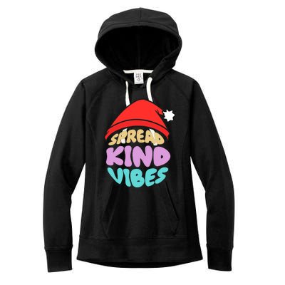 Spread Kind Vibes Funny Christmas Santa Hat Happy Unity Women's Fleece Hoodie