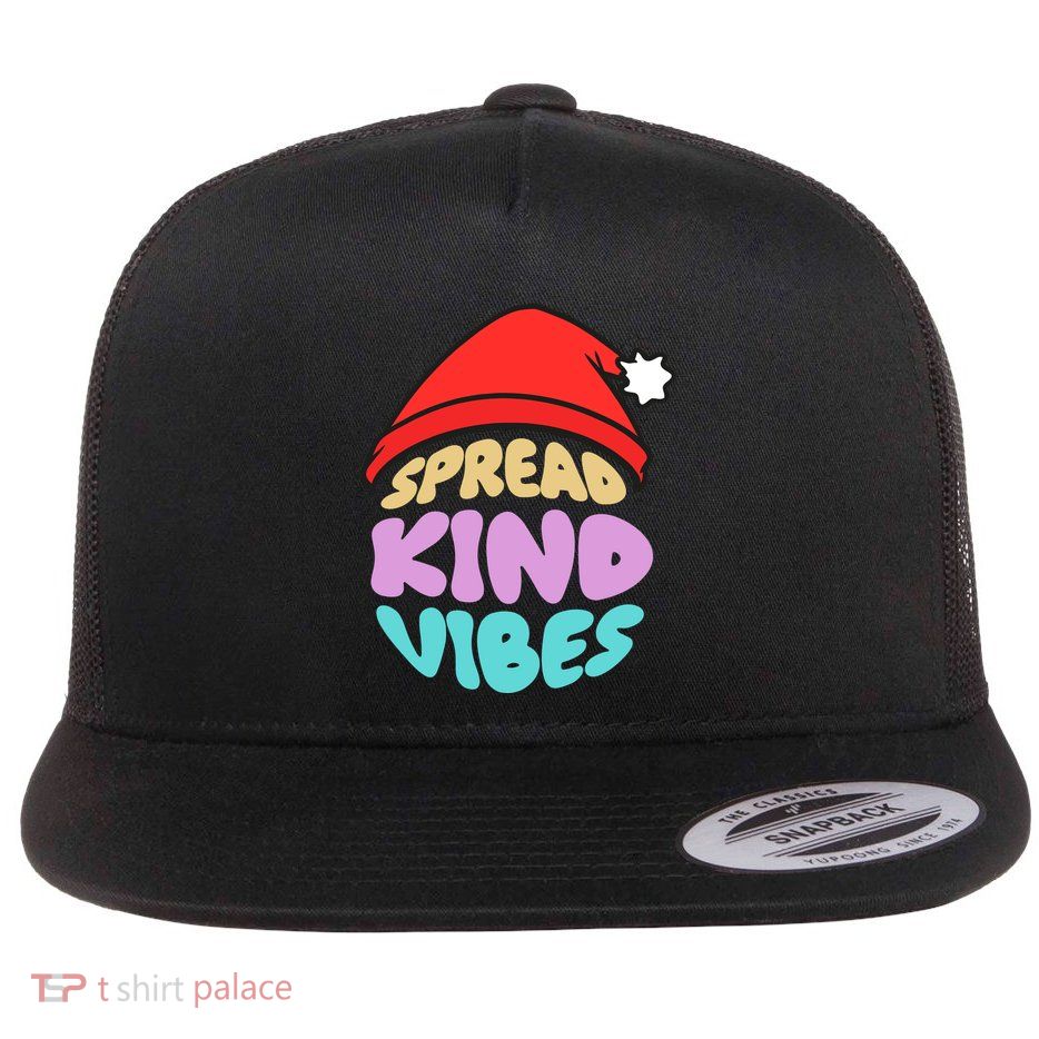Spread Kind Vibes Funny Christmas Santa Hat Happy Unity Flatbill Hat