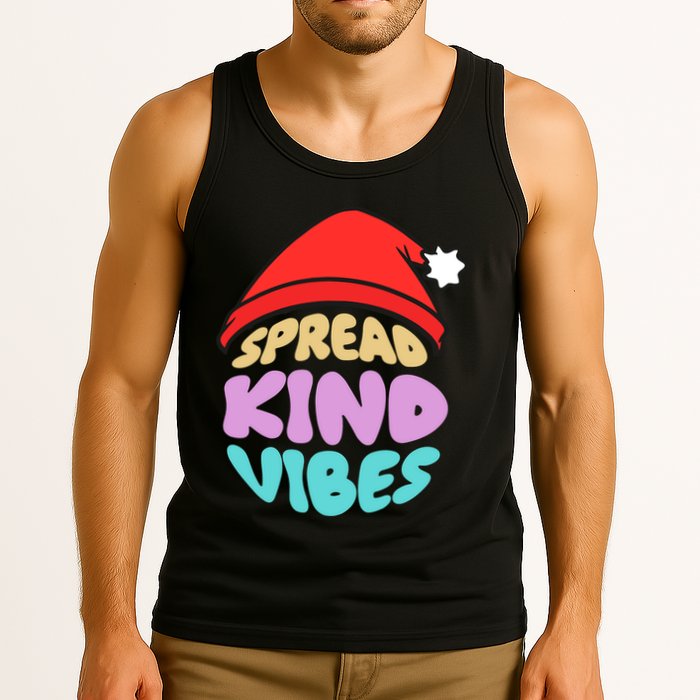 Spread Kind Vibes Funny Christmas Santa Hat Happy Unity Tank Top
