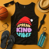 Spread Kind Vibes Funny Christmas Santa Hat Happy Unity Tank Top