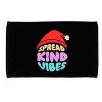 Spread Kind Vibes Funny Christmas Santa Hat Happy Unity Microfiber Hand Towel