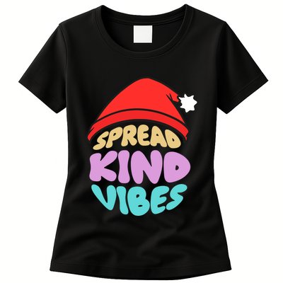 Spread Kind Vibes Funny Christmas Santa Hat Happy Unity Womens T-Shirt