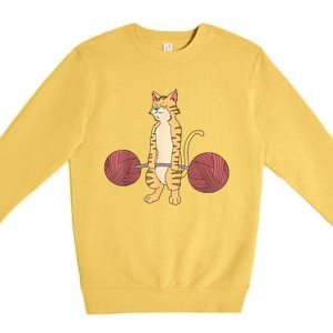 Strong Kitten Weightlifting Bodybuilding Gym Premium Crewneck Sweatshirt