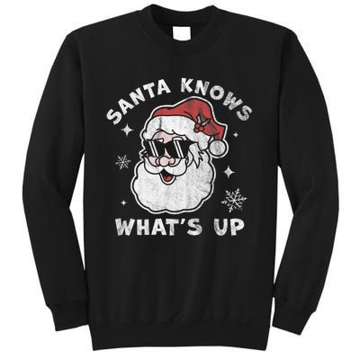 Santa Knows What's Up Funny Christmas Santa Claus Xmas Sweatshirt